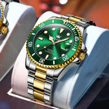 Two Tone Strap-Green Dial Gold Trim