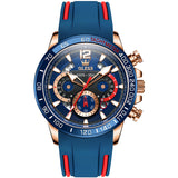 Blue Strap-Blue Dial Rose gold Trim