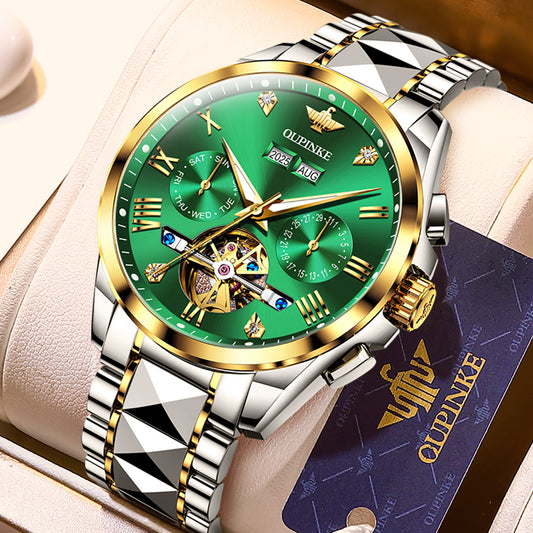 OUPINKE 3240 Self Winding Black Watches for Men Luxury Business Dress Mens Watch Reloj Para Hombre
