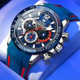 Blue Strap-Blue Dial Silver Trim