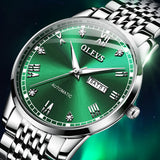 Silver Strap-White Dial Green Trim