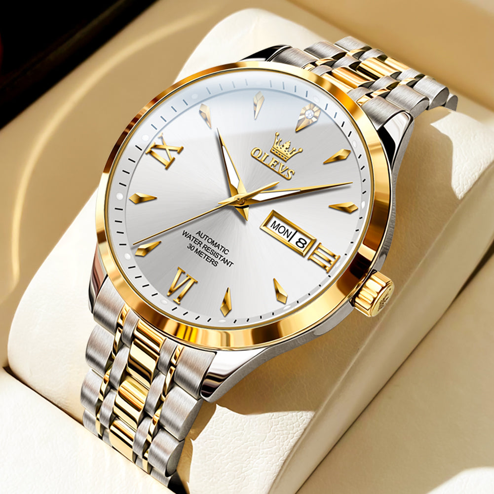 Two Tone Strap-White Dial Gold Trim