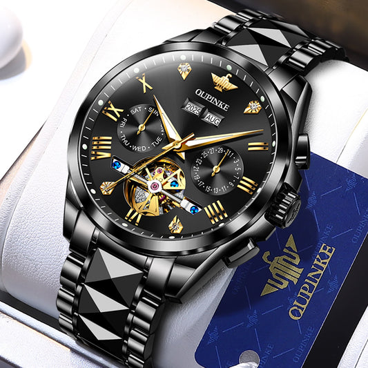 OUPINKE 3240 Self Winding Black Watches for Men Luxury Business Dress Mens Watch Reloj Para Hombre