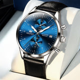 Black Strap-Blue Dial Silver Trim