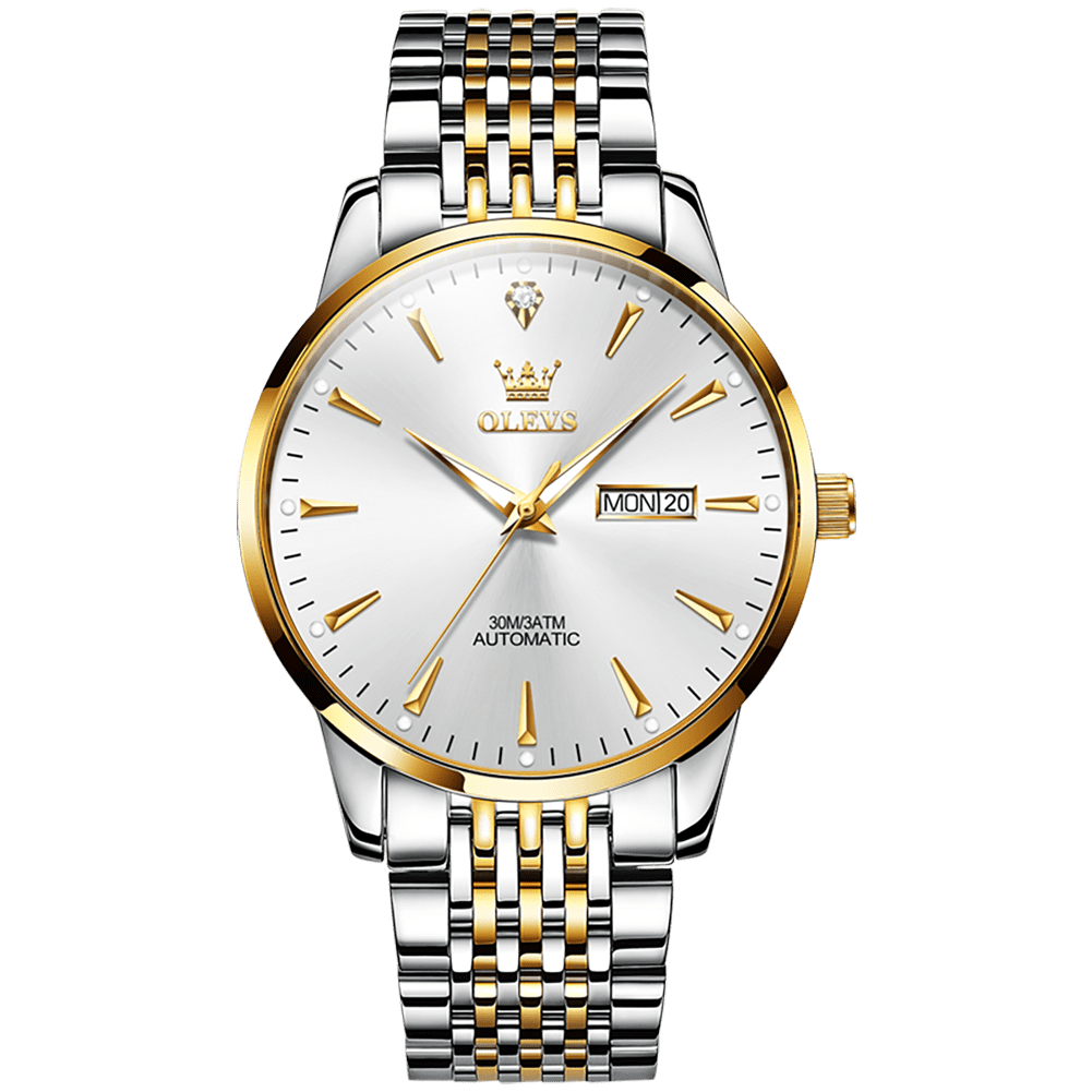 Two Tone Strap-White Dial Gold Trim