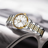 Two Tone Strap-White Dial Gold Trim