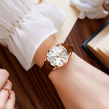 Brown Strap-White Dial Rose gold Trim