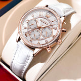 Silver Strap-White Dial Rose gold Trim