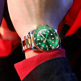 Two Tone Strap-Green Dial Gold Trim