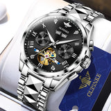 OUPINKE 3240 Self Winding Black Watches for Men Luxury Business Dress Mens Watch Reloj Para Hombre