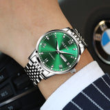 Silver Strap-White Dial Green Trim