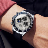 OLEVS 2875 Watches for Men Chronograph Multifunction Diamond Luminous Waterproof Silicone Wrist Watches