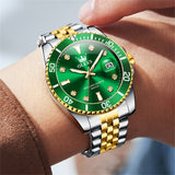 OLEVS Watches for Man 9809 Golden Green