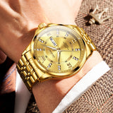 OLEVS 3620 Watches for Men Business Dress Analog Quartz Date Stainless Steel Easy Read Waterproof Luminous Luxury Casual Mens Wrist Watches Reloj Para Hombre Gold/Silver/Blue