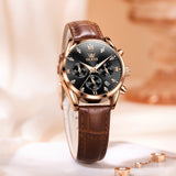 Brown Strap - Black Dial Rose Trim