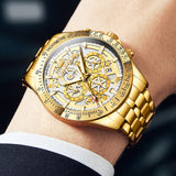 OLEVS Watches for Man 9913 Golden White