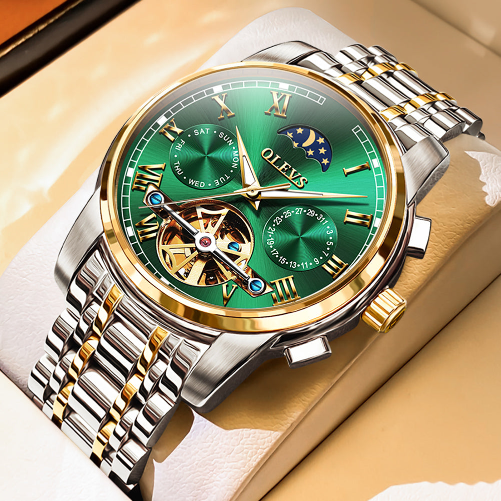 Two Tone Strap - Green Dial Gold Trim