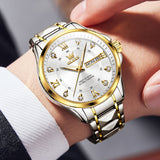 OLEVS Watches for Man 2906 Golden White