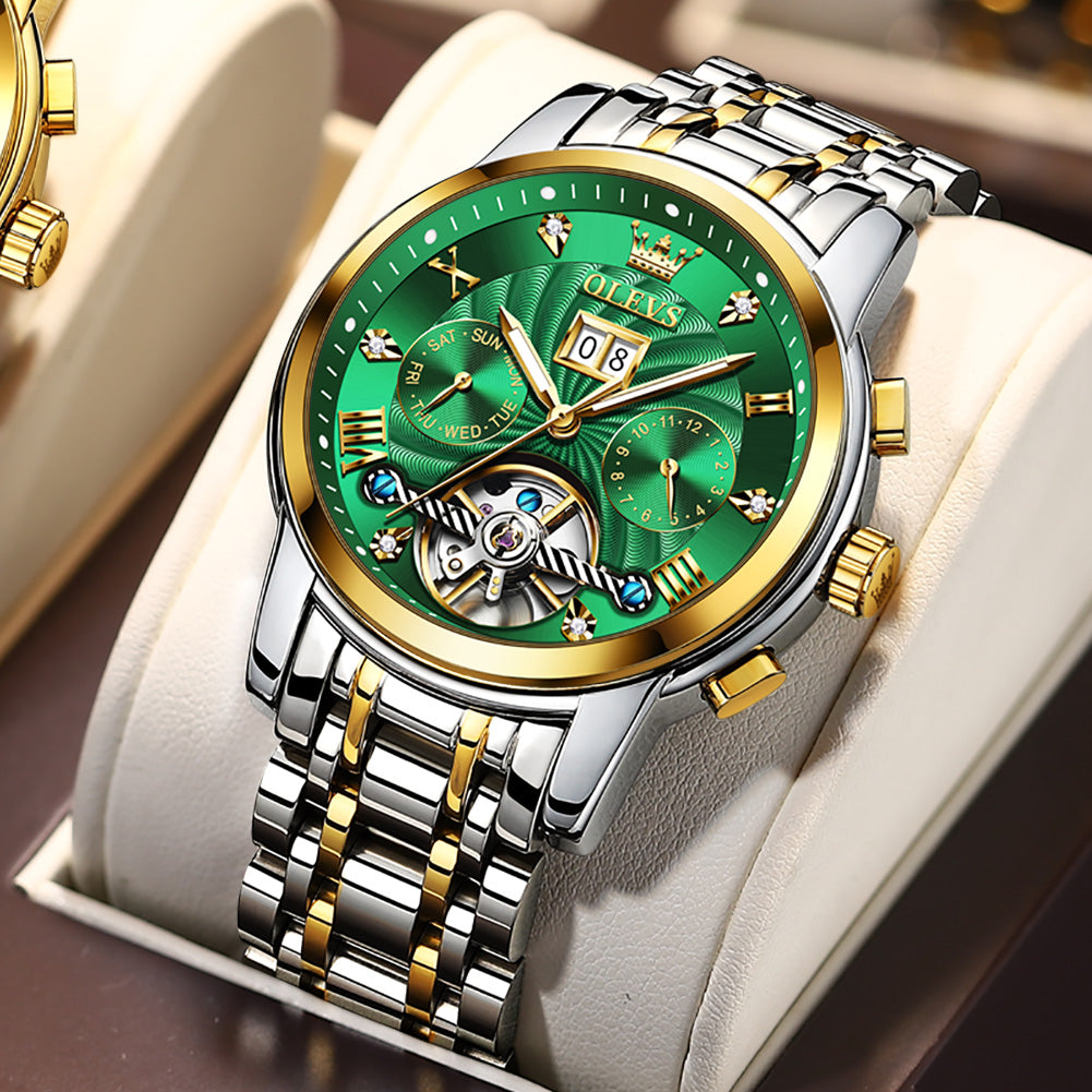  Two Tone Strap - Green Dial Gold Trim