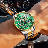 OLEVS 6715 Automatic Watches for Men Skeleton Self Winding Mechanical Fashion Dress Chronograph Moon Phase Stainless Steel Waterproof Luminous Mens Wrist Watches Gift Reloj Para Hombre