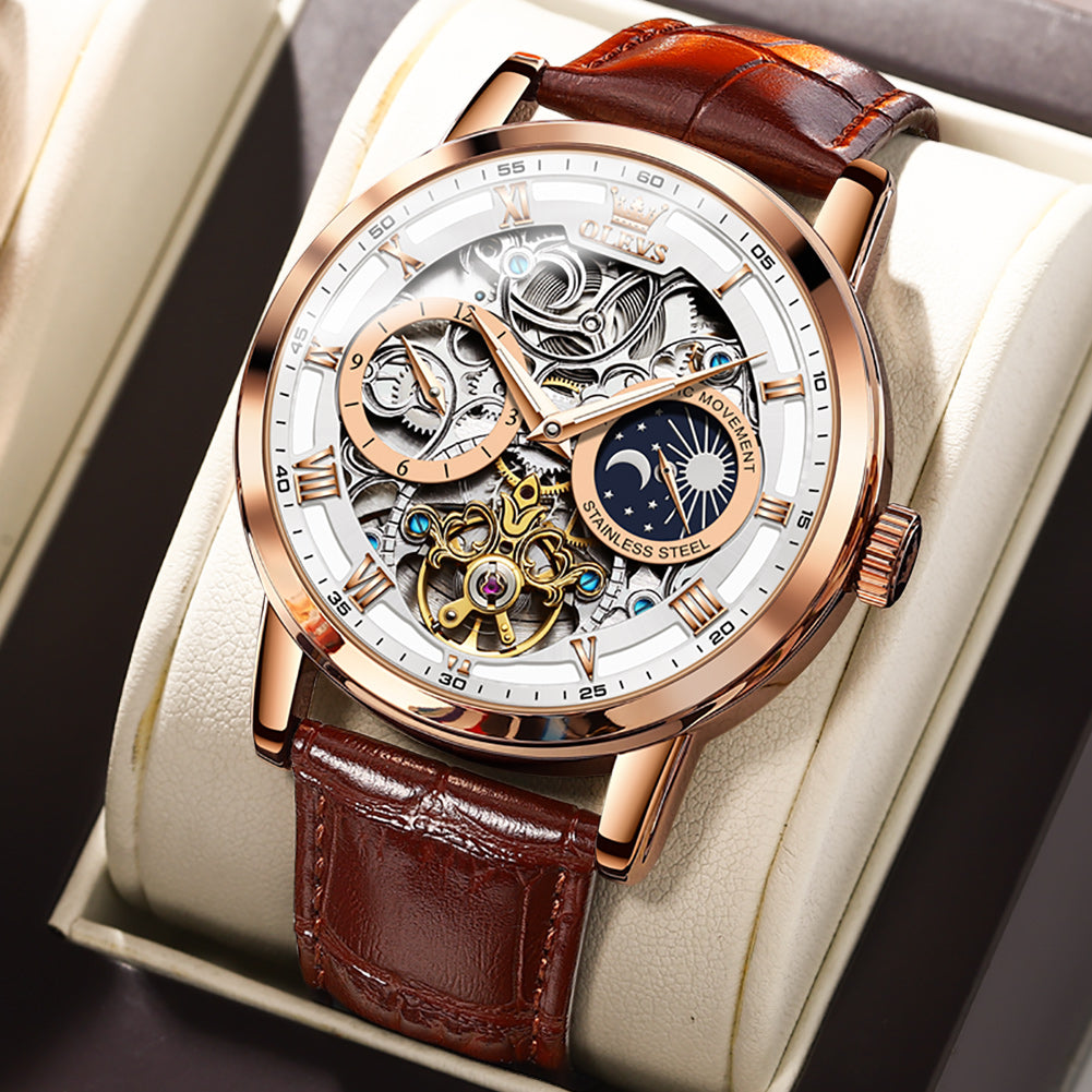 Brown Strap - White Dial Rose Trim