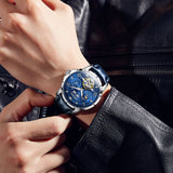 OLEVS 6690 Mens Automatic Watches Self-Winding Starry Sky Diamond Skeleton Luxury Wrist Watch Waterproof Luminous