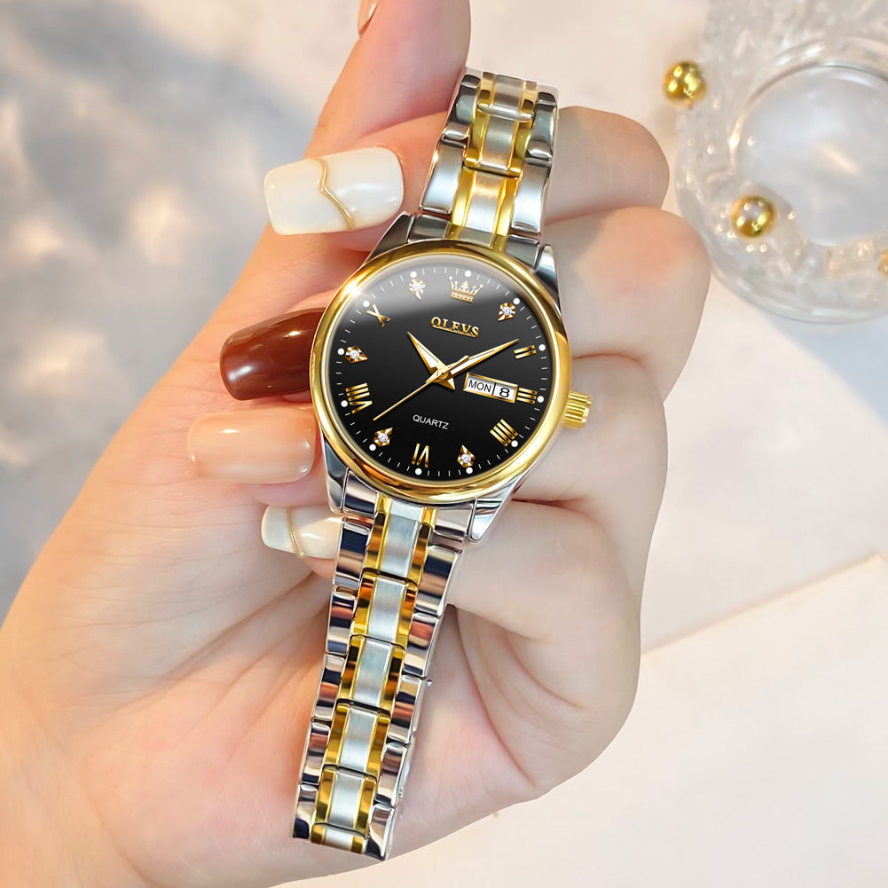 Two Tone Strap - Black Dial Gold Trim