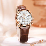 Brown Strap - White Dial Rose Trim