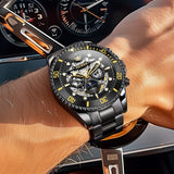 OLEVS 6715 Automatic Watches for Men Skeleton Self Winding Mechanical Fashion Dress Chronograph Moon Phase Stainless Steel Waterproof Luminous Mens Wrist Watches Gift Reloj Para Hombre
