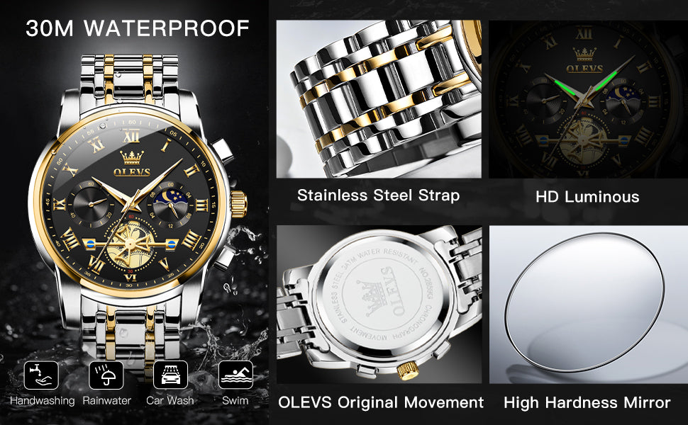 OLEVS Watches for Man 2859 Golden Black