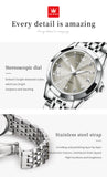 OLEVS 9931 Couple Watches His and Her Fashion Dresse Romantic Set Pair Matching Stainless Steel Strap Luminous Waterproof Wrist Watch