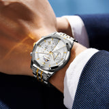 OLEVS Watches for Man 3673 Golden White