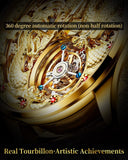 OUPINKE 3176 Gold Dragon Watches for Men Tourbillon Skeleton Mechanical Luxury Dress Automatic Self Winding Tungsten Steel Waterproof Sapphire Crystal Luminous Men’s Wrist Watch