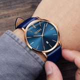 OLEVS  5869 Watches for Men Minimalist Ultra Thin Fashion Casual Analog Quartz Date Watch Waterproof Slim Simple Big Face Dress Mens Wrist Watches with Retro Leather Band for Men Reloj para Hombre