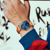 OLEVS  5869 Watches for Men Minimalist Ultra Thin Fashion Casual Analog Quartz Date Watch Waterproof Slim Simple Big Face Dress Mens Wrist Watches with Retro Leather Band for Men Reloj para Hombre