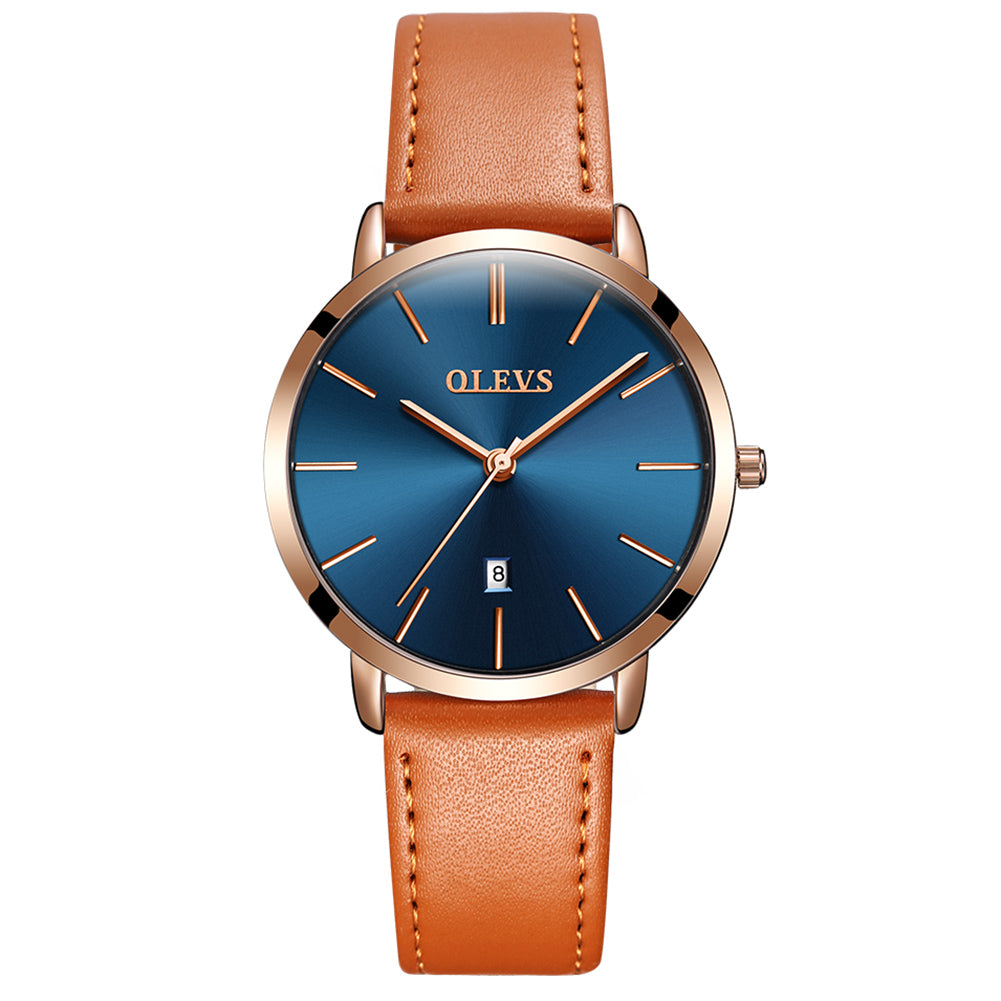 Orange Strap-Blue Dial Rose Trim