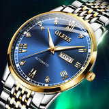 Two Tone Strap-Blue Dial Gold Trim