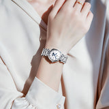 Silver Strap-Blue Dial Silver Trim Diamond stone surface