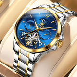 Two Tone Strap-Blue Dial Gold Trim