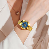 Gold Strap-Blue Dial Gold Trim