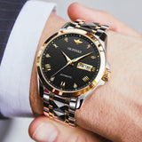 OLEVS Men Watch Stainless Steel Chronograph Roman Numerals Moon Phases Luminous Analog Quartz Luxury Dress Watch for Men
