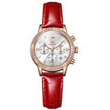 Red Strap-White Dial Rose gold Trim