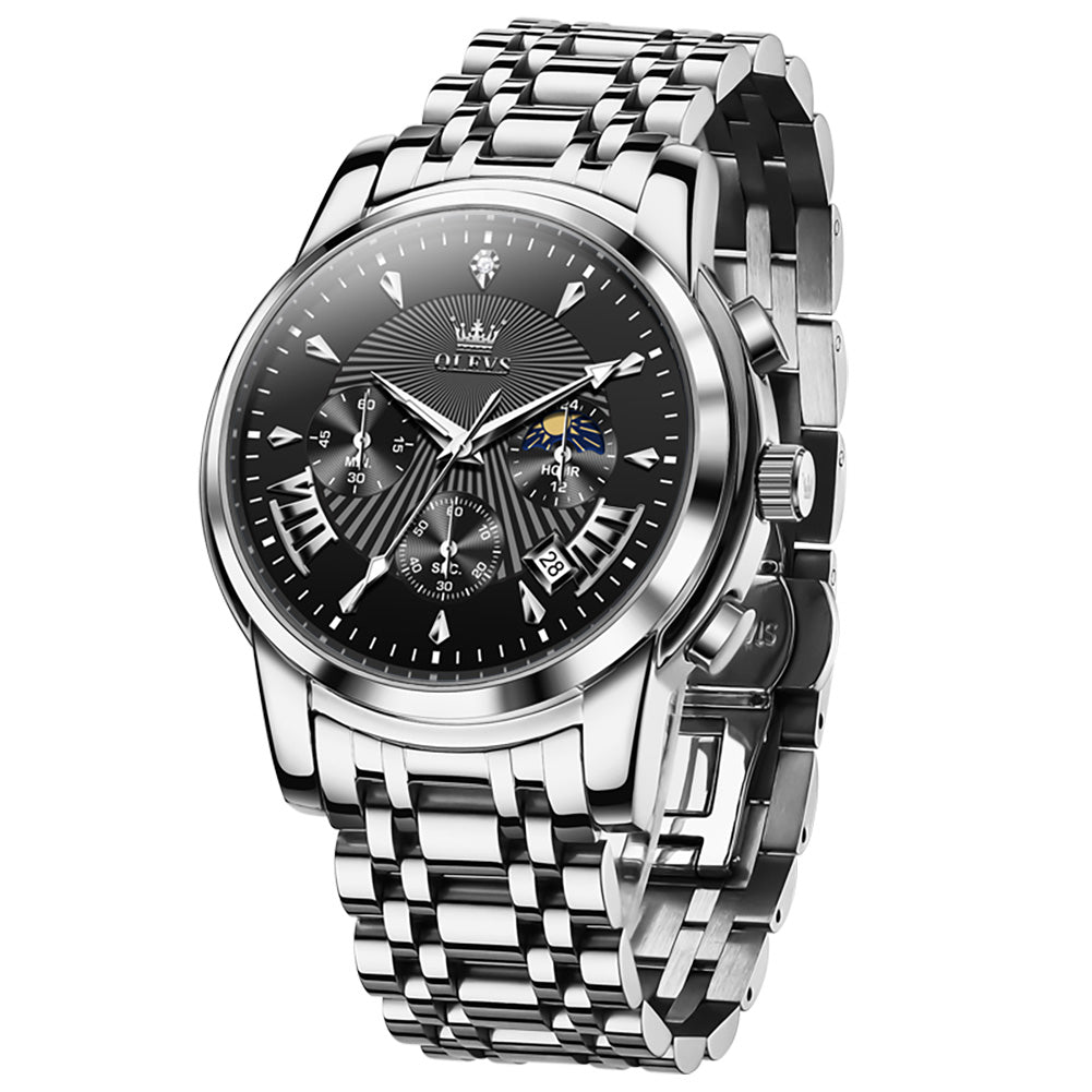 Silver Strap-Black Dial Silver Trim