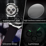 OLEVS 2875 Watches for Men Chronograph Multifunction Diamond Luminous Waterproof Silicone Wrist Watches