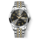 OLEVS 9970 Watches for men  Business Dress Luxury Casual Analog Quartz Stainless Steel Waterproof Luminous Date Men Wrist Watches reloj para hombre  Blue Dial
