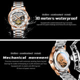 OLEVS 6670 Men Automatic Watch Diamond Skeleton Mechanical Luxury Self Winding Moon Phase Calendar Waterproof Wrist Watch for Men