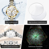 OLEVS Watches for Woman 3620 Golden White