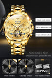 OLEVS 3240 Self Winding Watches for Men Automatic Mechanical Skeleton Luxury Dress Waterproof Moon Phase Tourbillon Chronograph Stainless Steel Luminous Wristwatch
