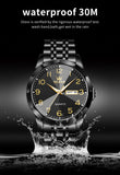 OLEVS 9970 Watches for men  Business Dress Luxury Casual Analog Quartz Stainless Steel Waterproof Luminous Date Men Wrist Watches reloj para hombre  Blue Dial