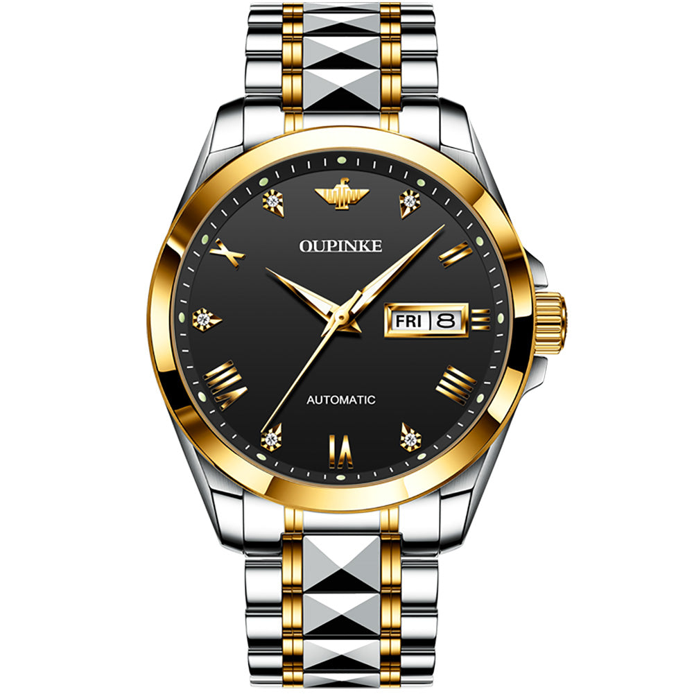 OLEVS Men Watch Stainless Steel Chronograph Roman Numerals Moon Phases Luminous Analog Quartz Luxury Dress Watch for Men